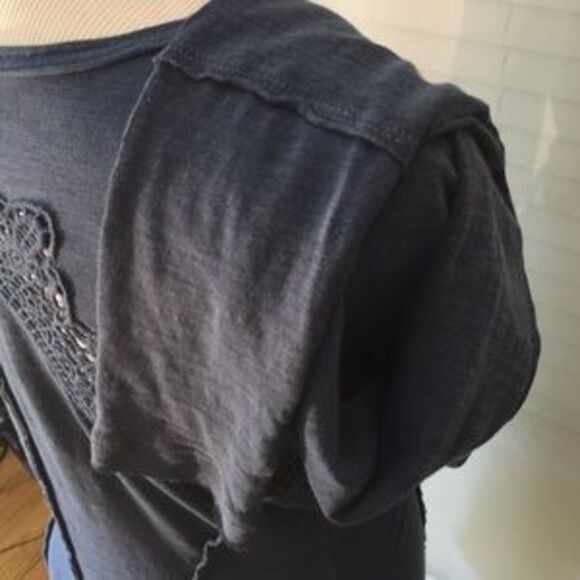 Free people blue crochet shirt - Picture 3 of 3